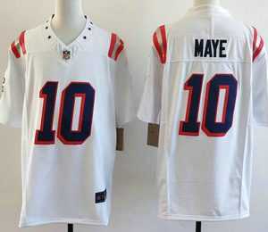 Men's New England Patriots #10 Drake Maye Limited White Fashion FUSE Vapor Jersey