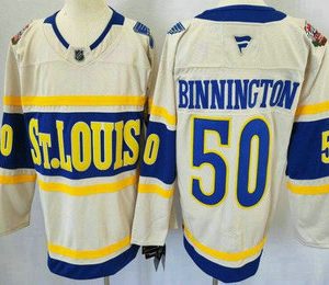 Men's St Louis Blues #50 Jordan Binnington Cream 2025 Winter Classic Authentic Jersey
