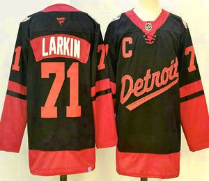 Men's Detroit Red Wings #71 Dylan Larkin Black 2025 Stadium Series Stitched Jersey