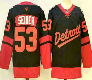 Men's Detroit Red Wings #53 Moritz Seider Black 2025 Stadium Series Stitched Jersey