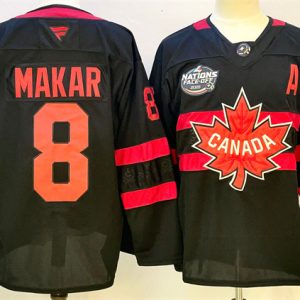 Men's Canada #8 Cale Makar Black 2025 4 Nations Face-Off Premium With A Patch Stitched Jersey