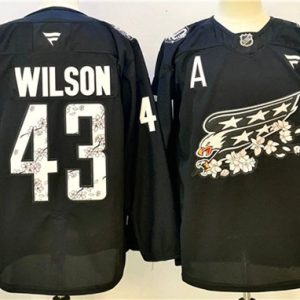 Men's Washington Capitals #43 Tom Wilson Black Cherry Blossom With A Patch Stitched Hockey Jersey