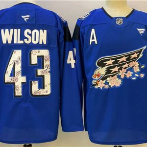 Men's Washington Capitals #43 Tom Wilson Blue Cherry Blossom With A Patch Stitched Hockey Jersey