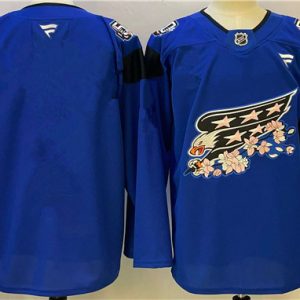 Men's Washington Capitals Blank Blue Cherry Blossom Stitched Hockey Jersey