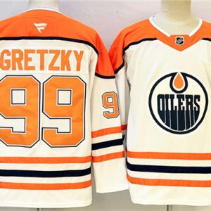 Men's Edmonton Oilers #99 Wayne Gretzky White Orange 2024-25 With C Patch Heritage Classic Primegreen Stitched Jersey