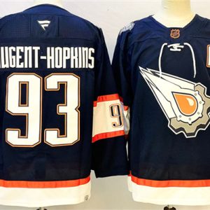 Men's Edmonton Oilers #93 Ryan Nugent-Hopkins Navy With A Patch Reverse Retro Stitched Jersey