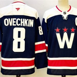 Men's Washington Capitals #8 Alexander Ovechkin Navy With C Patch Stitched Hockey Jersey