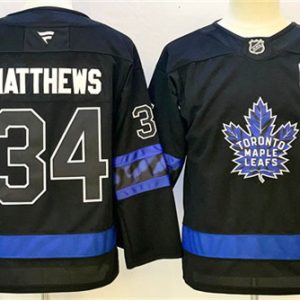 Men's Toronto Maple Leafs #34 Auston Matthews Black 2024-25 Alternate With C Patch Stitched Jersey