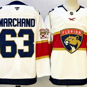 Men's Florida Panthers #63 Brad Marchand White 2024-25 Home Stitched Hockey Jersey