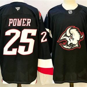 Men's Buffalo Sabres #25 Owen Power Black 2024-25 Alternate Stitched Hockey Jersey
