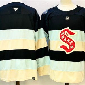 Men's Seattle Kraken Blank Deep Sea Blue Winter Classic With A Patch Stitched Hockey Jersey