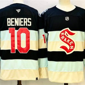 Men's Seattle Kraken #10 Matty Beniers Deep Sea Blue Winter Classic Stitched Hockey Jersey