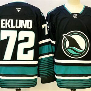 Men's San Jose Sharks #72 William Eklund Black 2024-25 Alternate Stitched Hockey Jersey
