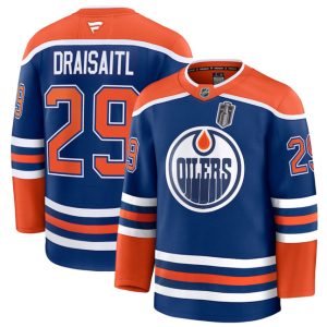 Men's Edmonton Oilers #29 Leon Draisaitl Royal 2025 Stanley Cup Final Patch Stitched Hockey