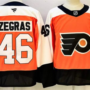 Men's Philadelphia Flyers #46 Trevor Zegras Orange 2024 Stitched Jersey