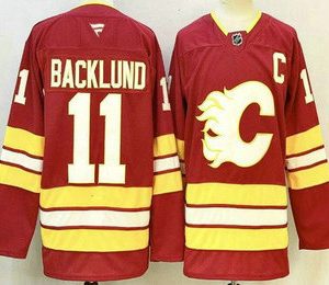 Men's Calgary Flames #11 Mikael Backlund Red Authentic Jersey