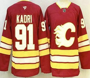 Men's Calgary Flames #91 Nazem Kadri Red Authentic Jersey