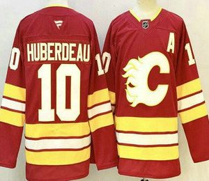 Men's Calgary Flames #10 Jonathan Huberdeau Red Authentic Jersey