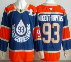 Men's Edmonton Oilers #93 Ryan Nugent Hopkins Blue Heritage Classic Authentic Jersey