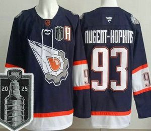 Men's Edmonton Oilers #93 Ryan Nugent Hopkins Navy Alternate 2025 Stanley Cup Final Authentic Jersey