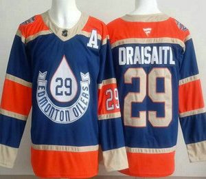 Men's Edmonton Oilers #29 Leon Draisaitl Blue Heritage Classic Authentic Jersey