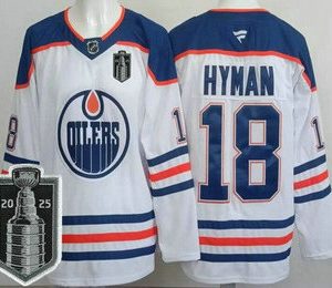 Men's Edmonton Oilers #18 Zach Hyman White 2025 Stanley Cup Final Authentic Jersey