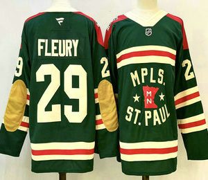 Men's Minnesota Wild #29 Marc Andre Fleury Green Winter Classic Stitched Authentic Jersey