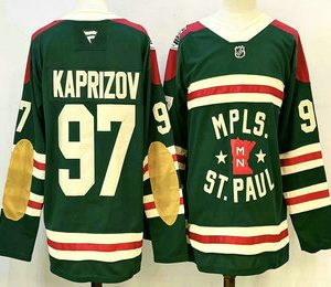 Men's Minnesota Wild #97 Kirill Kaprizov Green Winter Classic Stitched Authentic Jersey