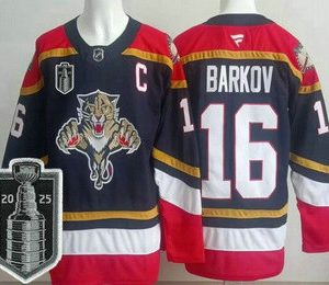 Men's Florida Panthers #16 Aleksander Barkov Navy 2025 Stanley Cup Final Authentic Jersey