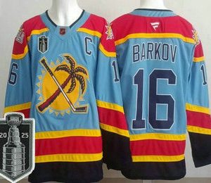 Men's Florida Panthers #16 Aleksander Barkov Blue 2025 Stanley Cup Final Authentic Jersey