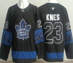 Men's Toronto Maple Leafs #23 Matthew Knies Black Alternate Authentic Jersey