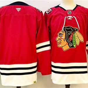 Men's Chicago Blackhawks Blank Red 2025 Home 100th Anniversary Stitched Hockey