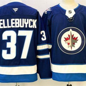 Men's Winnipeg Jets #37 Connor Hellebuyck Connor Hellebuyck Navy 2024-25 Home Stitched Hockey Jersey