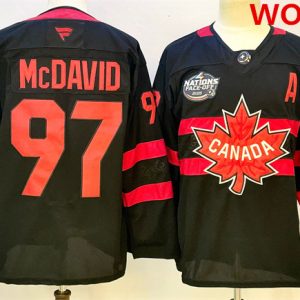 Women's Canada #97 Connor McDavid Black 2025 4 Nations Face-Off Premium With A Patch Stitched Jersey