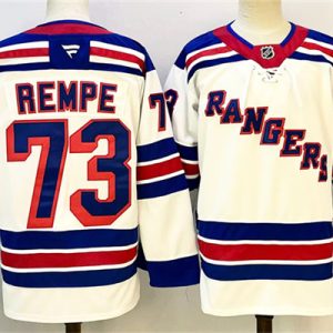 Men's New York Rangers #73 Matt Rempe White 2024-25 Away Stitched Hockey Jersey