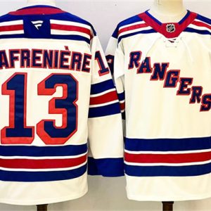 Men's New York Rangers #13 Alexis Lafreniere White 2024-25 Away Stitched Hockey Jersey
