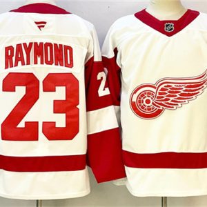 Men's Detroit Red Wings #23 Lucas Raymond White 2024-25 Stitched Jersey