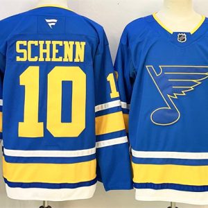 Men's St. Louis Blues #10 Brayden Schenn Blue 2025 With C Patch Stitched Hockey Jersey
