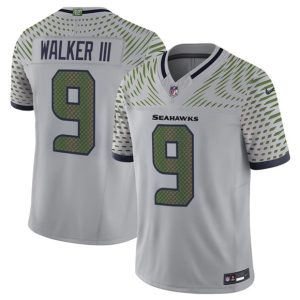 Men's Seattle Seahawks #9 Kenneth Walker III Gray 2025 F.U.S.E. ?Rivalries? Vapor Limited Football Stitched Jersey