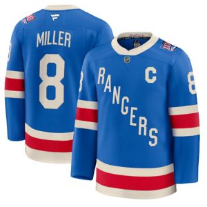 Men's New York Rangers #8 JT Miller Blue Centennial With C Patch Stitched Hockey Jersey