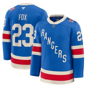 Men's New York Rangers #23 Adam Fox Blue Centennial Stitched Hockey Jersey