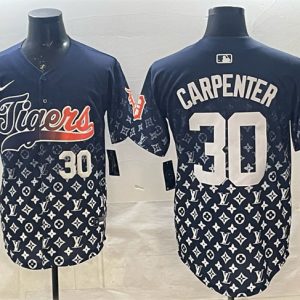Men's Detroit Tigers #30 Kerry Carpenter Navy With Patch Vapor Premier Limited Stitched Baseball Jersey