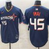 Men's Houston Astros #45 Tatsuya Imai Navy 2025 City Connect With Texas Patch Limited Stitched Baseball Jersey