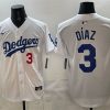 Men's Los Angeles Dodgers #3 Edwin D?az White 2025 Limited Stitched Baseball Jersey