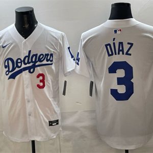 Men's Los Angeles Dodgers #3 Edwin D?az White 2025 Limited Stitched Baseball Jersey