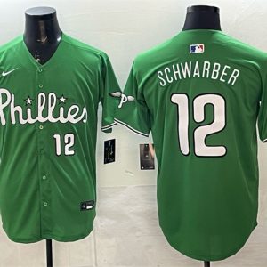 Men's Philadelphia Phillies #12 Kyle Schwarber Green Limited Stitched Jersey