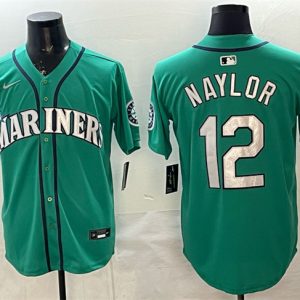 Men's Seattle Mariners #12 Josh Naylor Aqua Limited Stitched jersey
