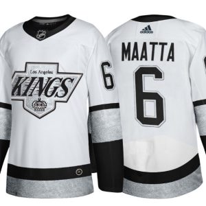Men's Los Angeles Kings #6 Olli Maatta White Throwback Stitched Jersey