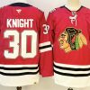 Men's Chicago Blackhawks #30 Spencer Knight Red 2025 Home 100th Anniversary Stitched Hockey Jersey