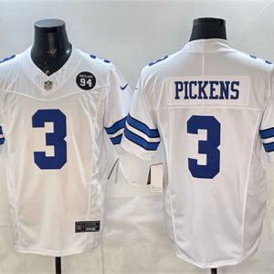 Men's Dallas Cowboys #3 George pickens Navy F.U.S.E. 94 Marshawn Kneeland Memorial Patch Vapor Limited Stitched Football Jersey